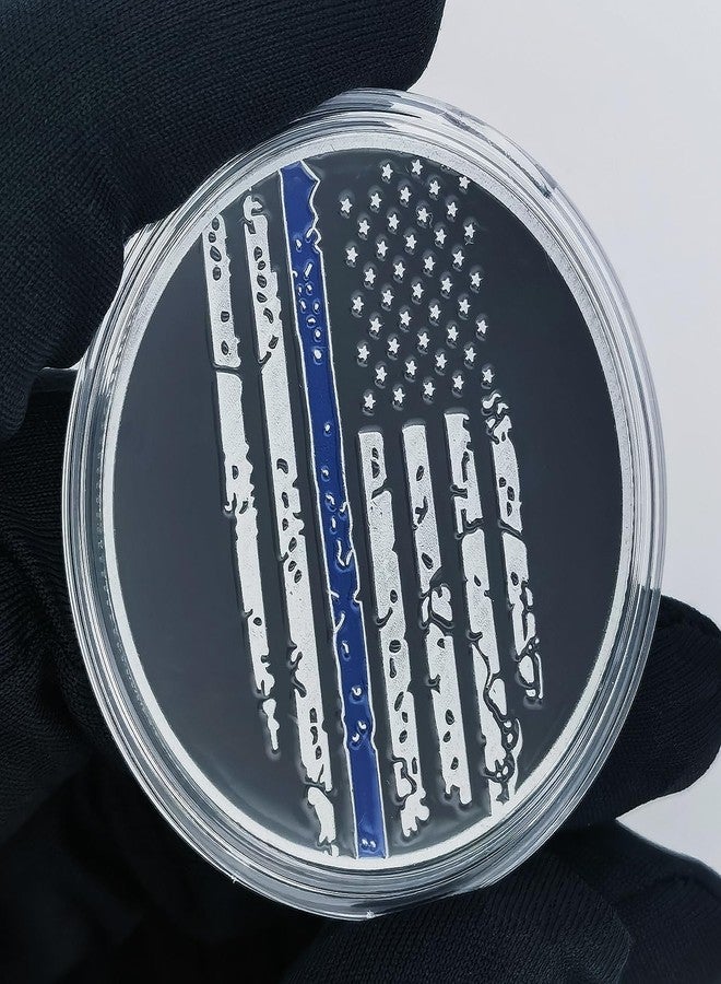 Glamtune Police Officer's Prayer Challenge Coin Thin Blue Line Law Enforcementcoins Coins Inspirational Gift - Image 2
